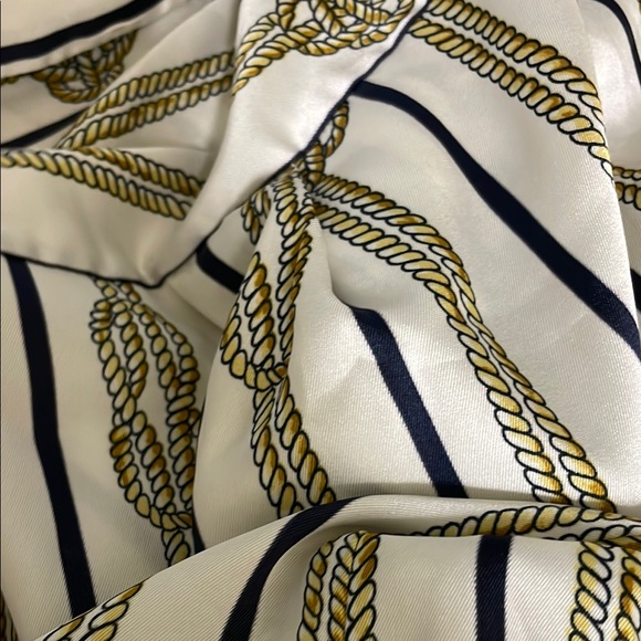 Zara rope printed long sleeve blouse White and Gold Striped - Picture 7 of 7